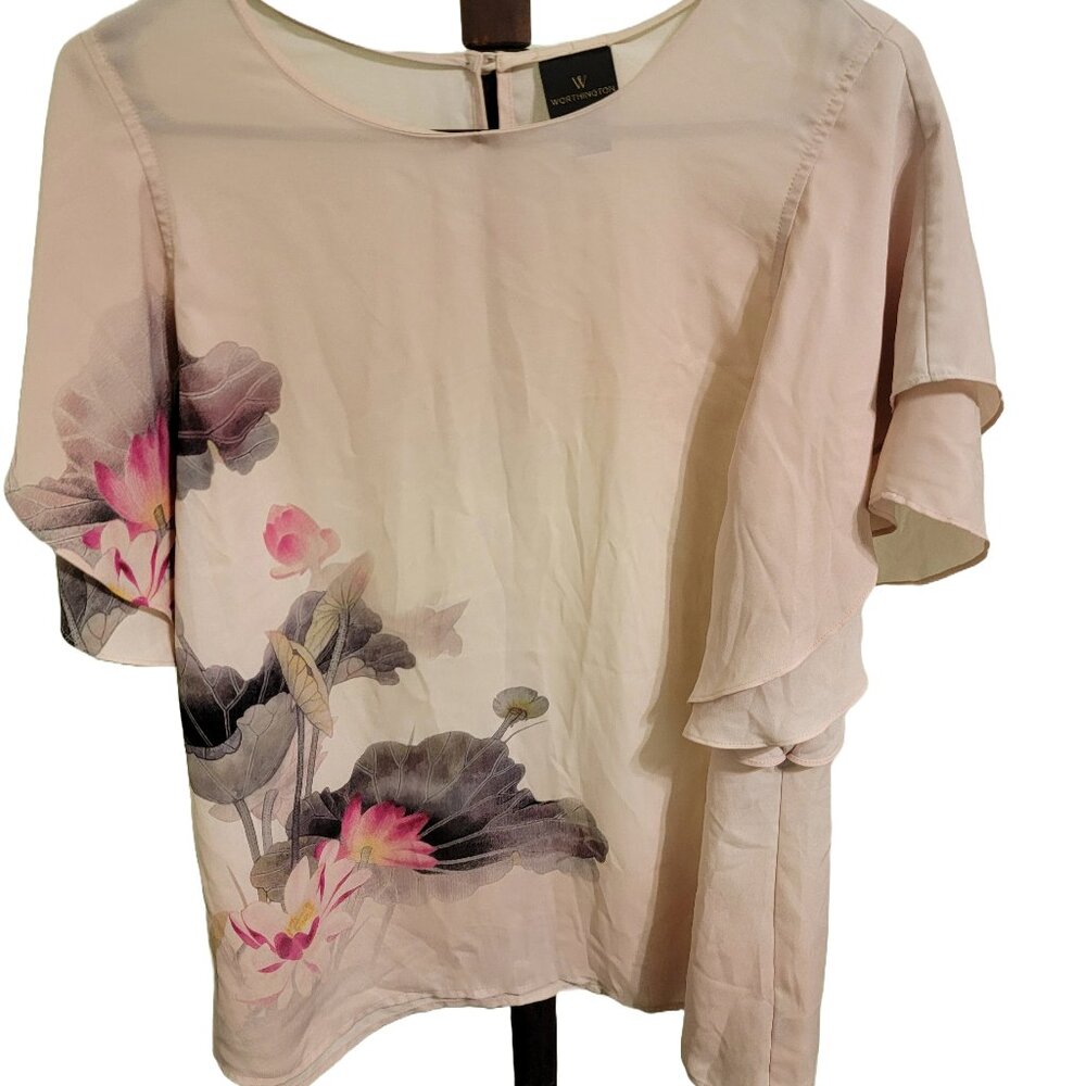 Worthington Dress Shirt with Floral Pattern Size XL